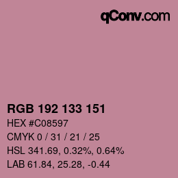 Color code: RGB 192 133 151 | qconv.com