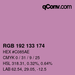 Color code: RGB 192 133 174 | qconv.com