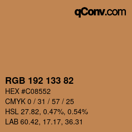 Color code: RGB 192 133 82 | qconv.com