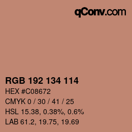 カラーコード: RGB 192 134 114 | qconv.com