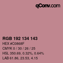 Color code: RGB 192 134 143 | qconv.com