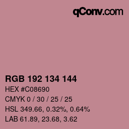 カラーコード: RGB 192 134 144 | qconv.com