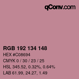 Color code: RGB 192 134 148 | qconv.com
