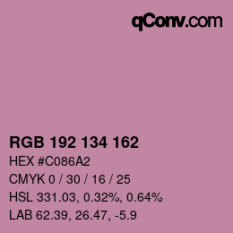 Color code: RGB 192 134 162 | qconv.com