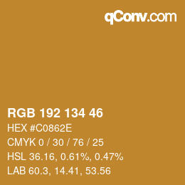 Color code: RGB 192 134 46 | qconv.com