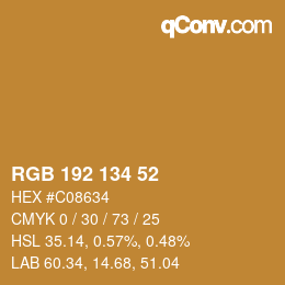 Color code: RGB 192 134 52 | qconv.com