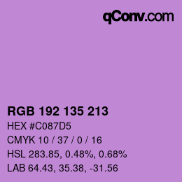 Color code: RGB 192 135 213 | qconv.com