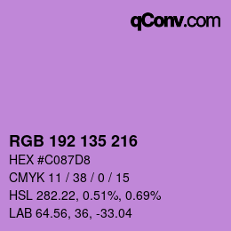 Color code: RGB 192 135 216 | qconv.com