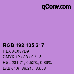Color code: RGB 192 135 217 | qconv.com