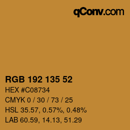 Color code: RGB 192 135 52 | qconv.com