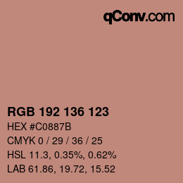 Color code: RGB 192 136 123 | qconv.com