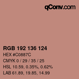 Color code: RGB 192 136 124 | qconv.com