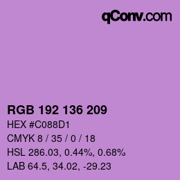 Color code: RGB 192 136 209 | qconv.com