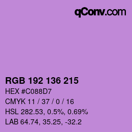 Color code: RGB 192 136 215 | qconv.com