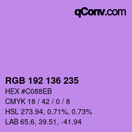 Color code: RGB 192 136 235 | qconv.com