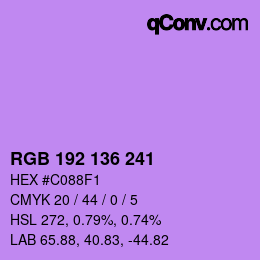 Color code: RGB 192 136 241 | qconv.com