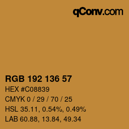 Color code: RGB 192 136 57 | qconv.com