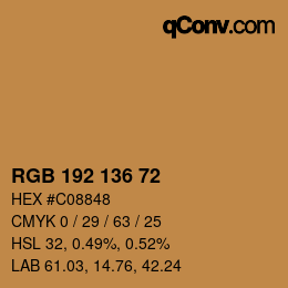 Color code: RGB 192 136 72 | qconv.com