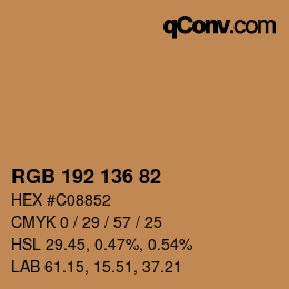 Color code: RGB 192 136 82 | qconv.com