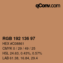 Color code: RGB 192 136 97 | qconv.com