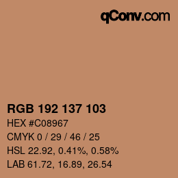Color code: RGB 192 137 103 | qconv.com