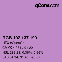 Color code: RGB 192 137 199 | qconv.com