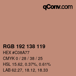 颜色代码: RGB 192 138 119 | qconv.com