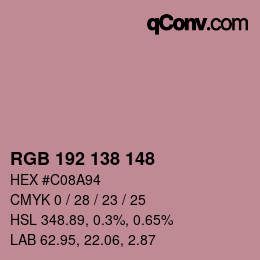 Color code: RGB 192 138 148 | qconv.com