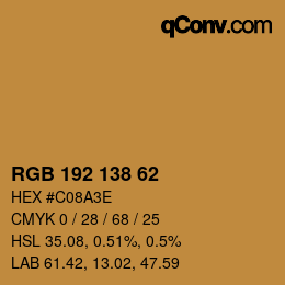 Code couleur: RGB 192 138 62 | qconv.com