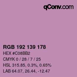 Color code: RGB 192 139 178 | qconv.com