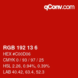 Color code: RGB 192 13 6 | qconv.com