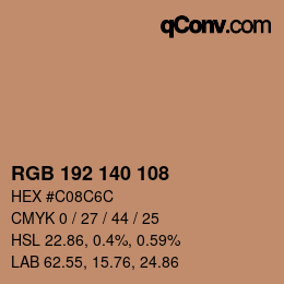 カラーコード: RGB 192 140 108 | qconv.com