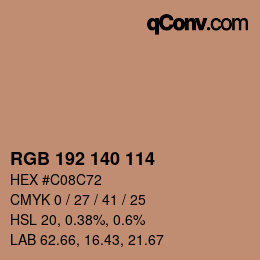 颜色代码: RGB 192 140 114 | qconv.com