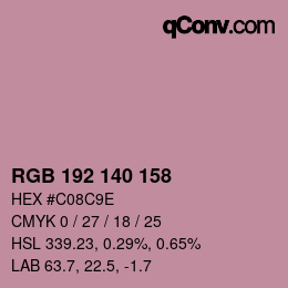 颜色代码: RGB 192 140 158 | qconv.com