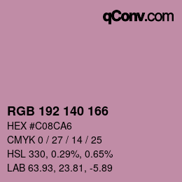 颜色代码: RGB 192 140 166 | qconv.com
