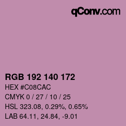 颜色代码: RGB 192 140 172 | qconv.com