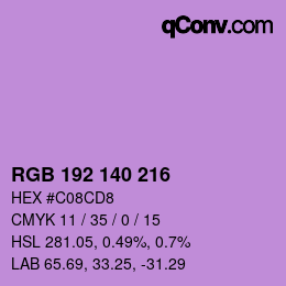 Color code: RGB 192 140 216 | qconv.com