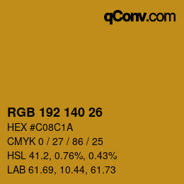 Color code: RGB 192 140 26 | qconv.com