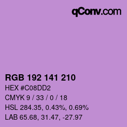 Color code: RGB 192 141 210 | qconv.com