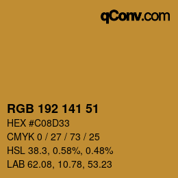 Color code: RGB 192 141 51 | qconv.com