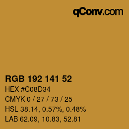 Color code: RGB 192 141 52 | qconv.com