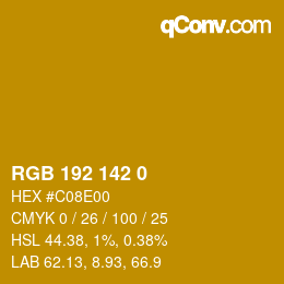 カラーコード: RGB 192 142 0 | qconv.com