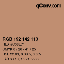 Color code: RGB 192 142 113 | qconv.com