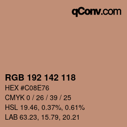 カラーコード: RGB 192 142 118 | qconv.com