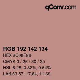 Color code: RGB 192 142 134 | qconv.com