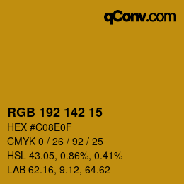 Color code: RGB 192 142 15 | qconv.com