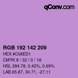 Color code: RGB 192 142 209 | qconv.com