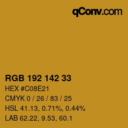 Color code: RGB 192 142 33 | qconv.com