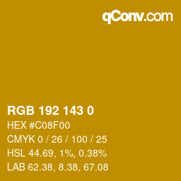 カラーコード: RGB 192 143 0 | qconv.com