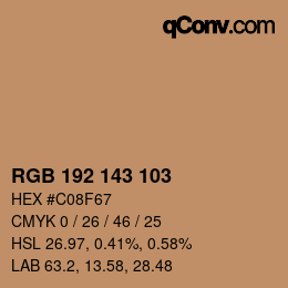 Color code: RGB 192 143 103 | qconv.com